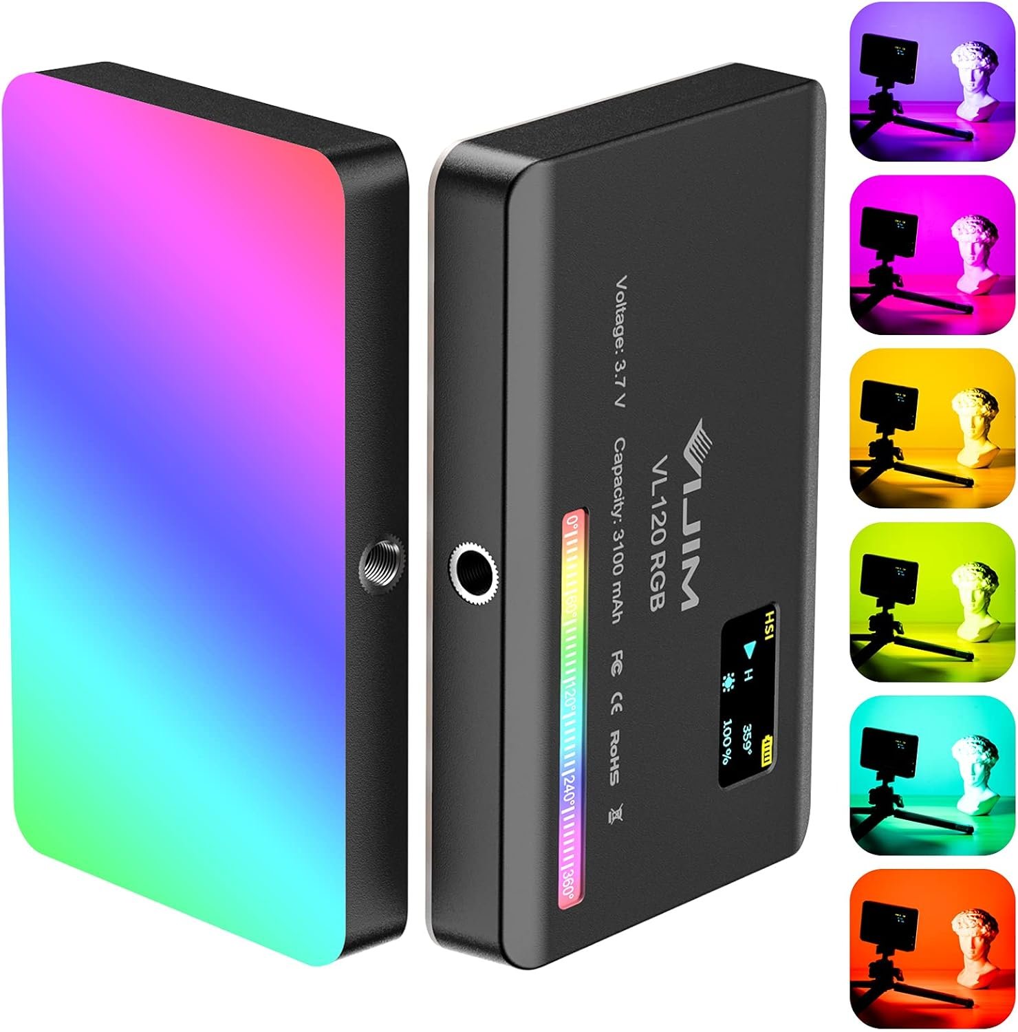 Portable LED Camera Light Panel 0-360 Full Color